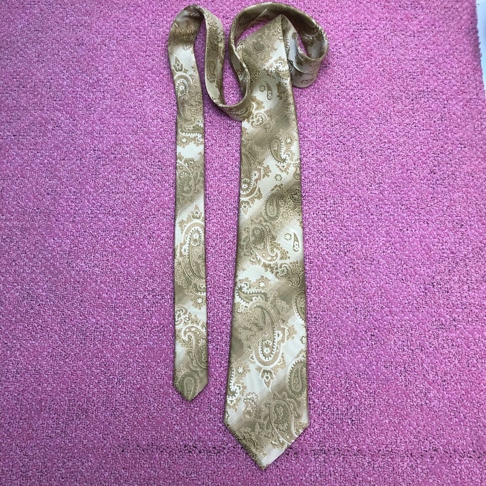 Berlioni Men's Brown Silk Paisley Necktie